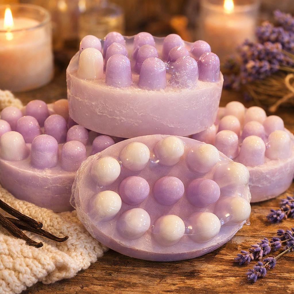 Lavender Vanilla Goat Milk Massage Soap Bar | Nourishing Spa Bath Scrub