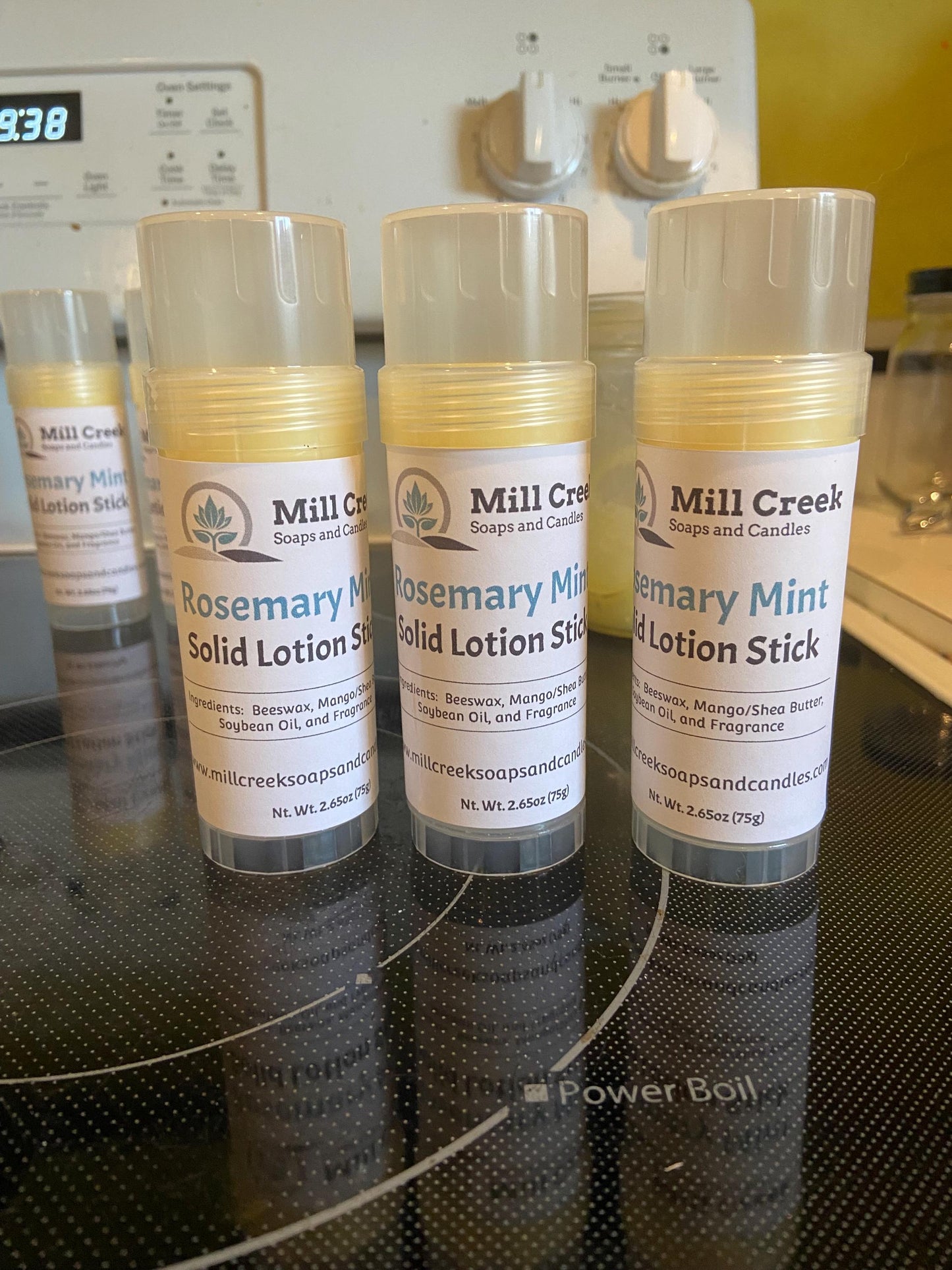 Rosemary Mint Solid Lotion Stick | Natural Moisturizing Balm, Beeswax Travel Skincare