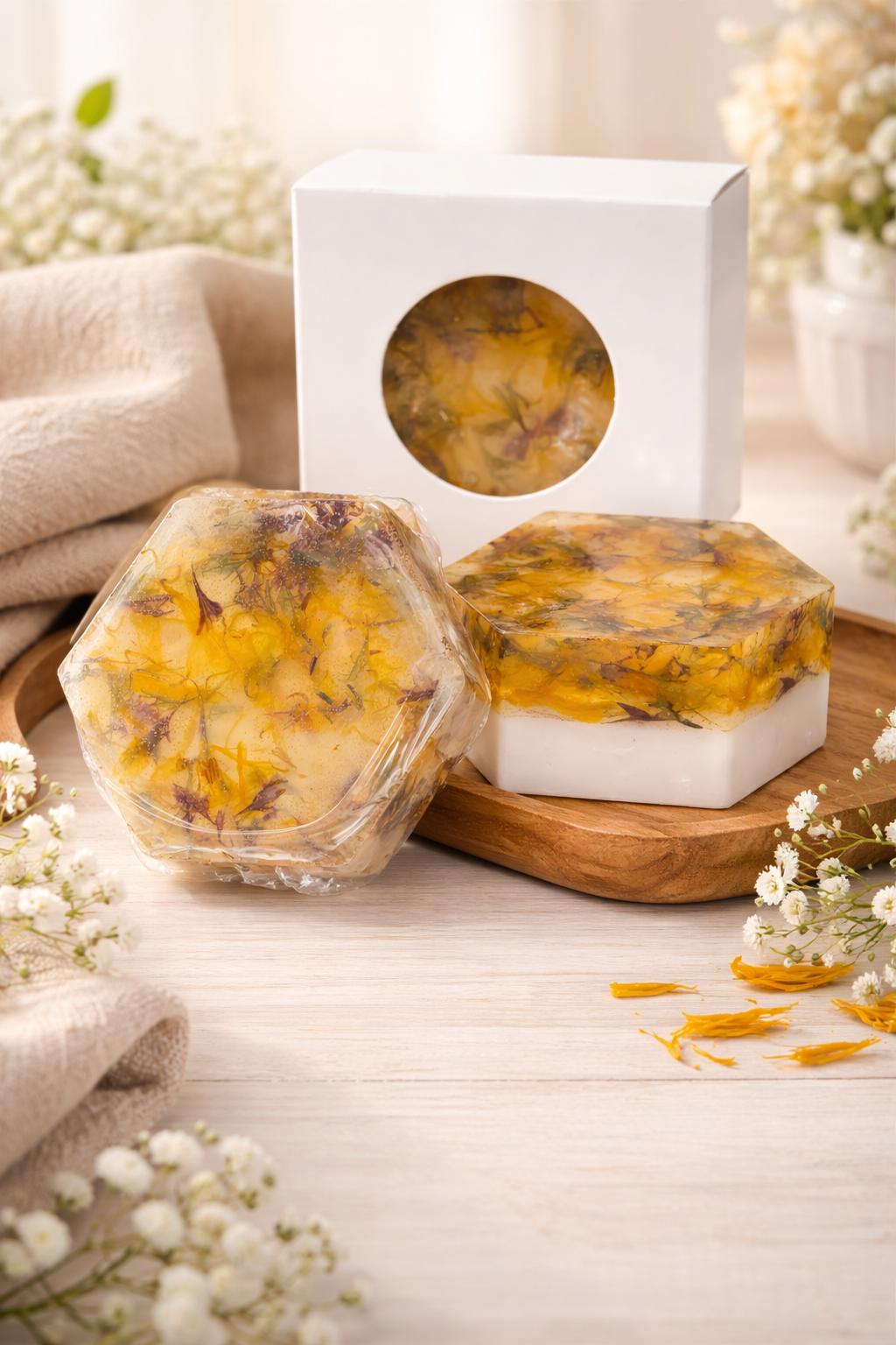 Goat Milk Wildflower Soap Bar | Botanical Calendula & Cornflower Handmade Bath Soap