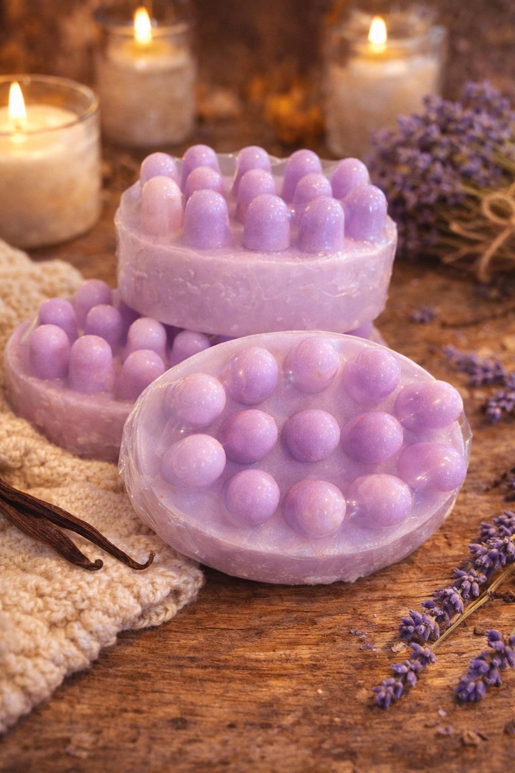 Lavender Vanilla Goat Milk Massage Soap Bar | Nourishing Spa Bath Scrub